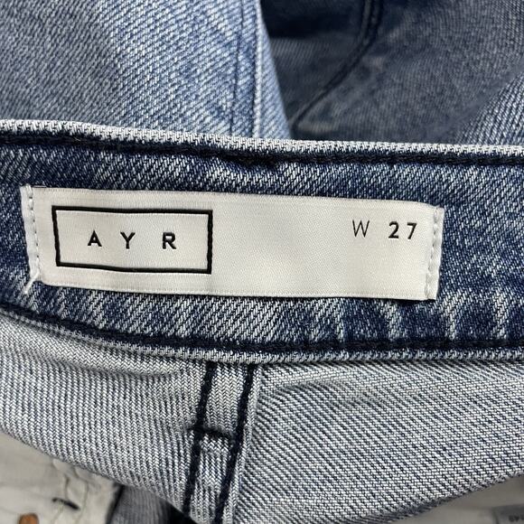 AYR The Must Jeans Size 27 Wide Leg Jeans High Rise Raw Hem Medium Wash - Picture 6 of 8